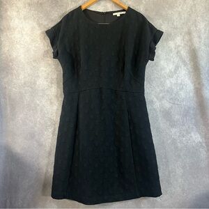 Boden Mini Dress Black US 14 UK 18 Cotton Round Neck Embroidered Dots Preppy